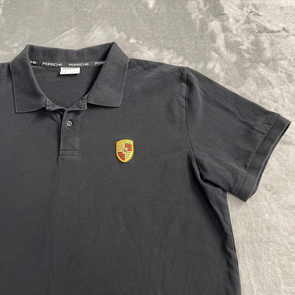Porsche Driver's Selection Polo Shirt Mens‎ XL Black Crest Logo Racing Casual